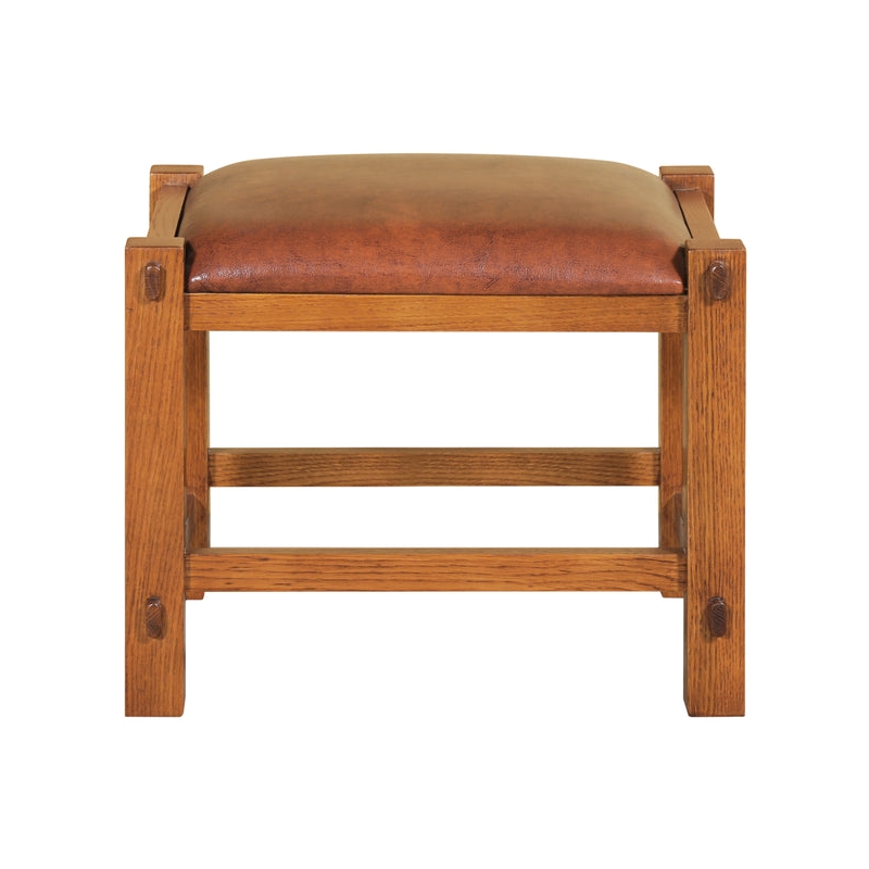 Pemberly Row Mission Spindle Stool - Quarter Sawn Oak & Leather Michael's Cherry