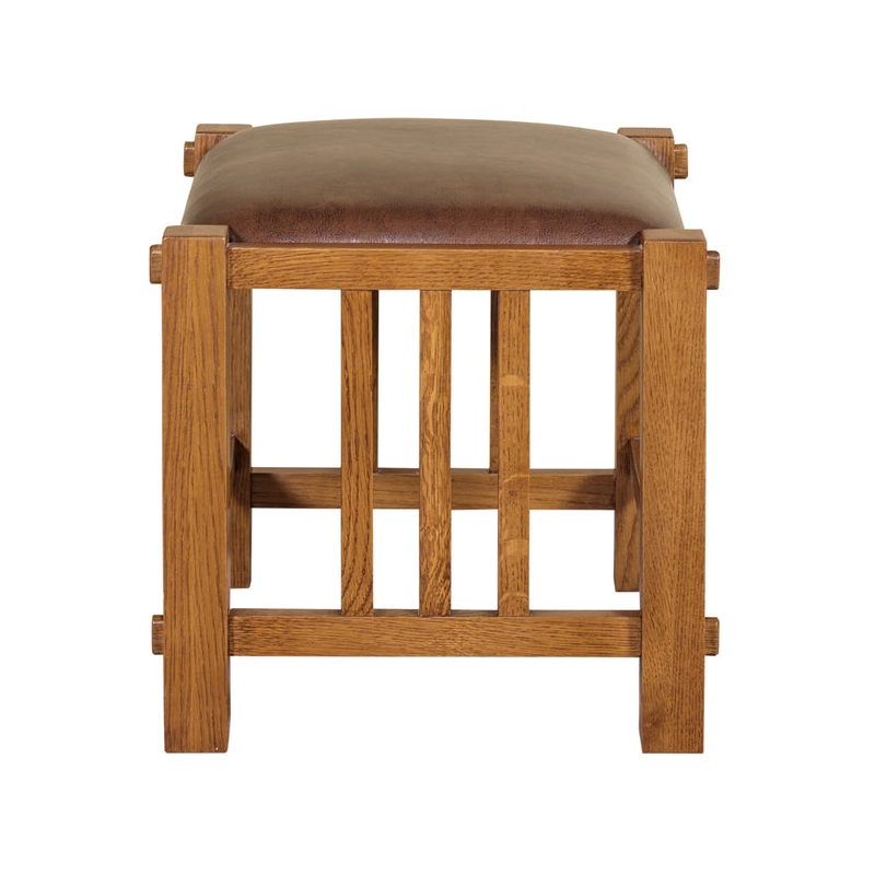 Pemberly Row Mission Spindle Stool - Quarter Sawn Oak & Leather Michael's Cherry