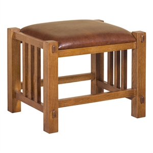 Pemberly Row Mission Spindle Stool - Quarter Sawn Oak & Leather Michael's Cherry