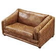 Pemberly Row Set of 2 Italian Leather Sofa and Loveseat in Light Brown