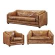 Pemberly Row Set of 3 Leather Sofa and Arm Chair and Loveseat in Light Brown