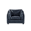 Pemberly Row Set of 2 Contemporary Italian Leather Arm Chairs in Slate