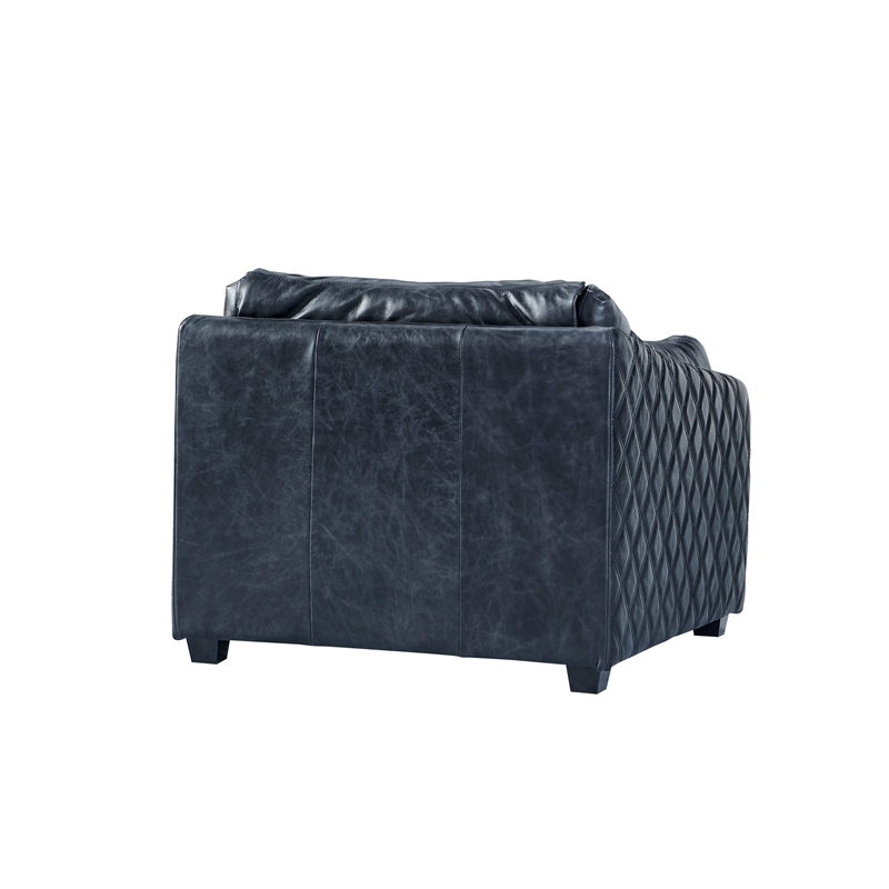 Pemberly Row Set of 2 Contemporary Italian Leather Arm Chairs in Slate