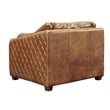 Pemberly Row Set of 2 Contemporary Italian Leather Arm Chairs in Light Brown