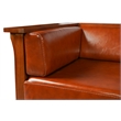 Pemberly Row Set of 2 Leather Side Loveseat and Panel Arm Chair in Russet Brown