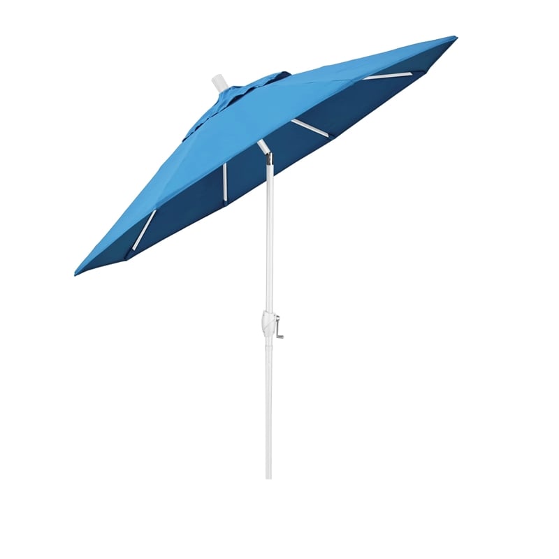 Pemberly Row 7.5' Patio Umbrella in Olefin Frost Blue/Matted White