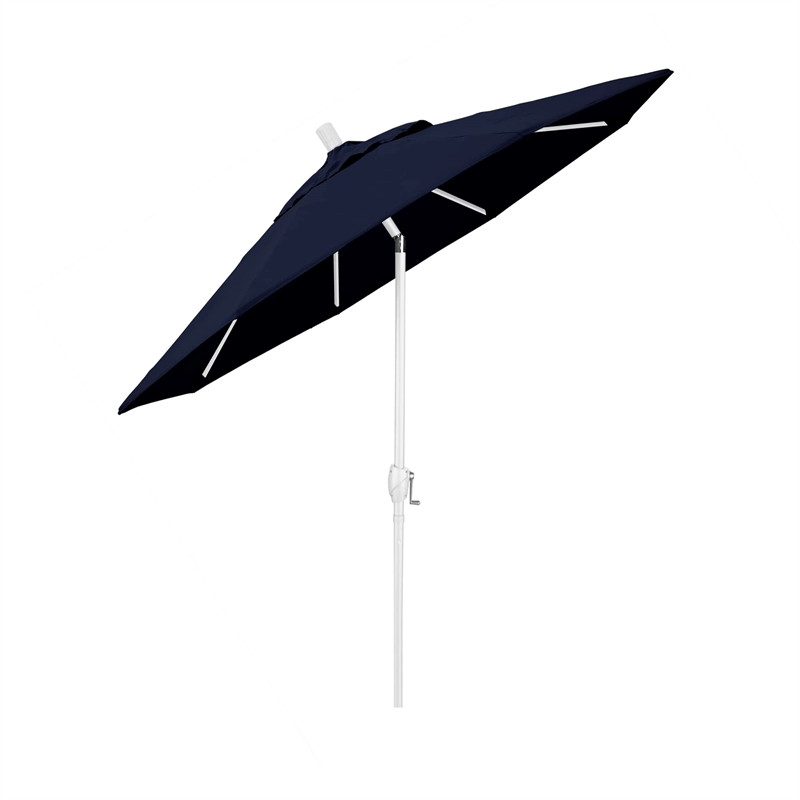 Pemberly Row 7.5' Patio Umbrella in Pacifica Navy Blue/Matted White