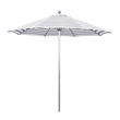 Pemberly Row 9' Market Umbrella Olefin Gray Stripe/Silver Anodize