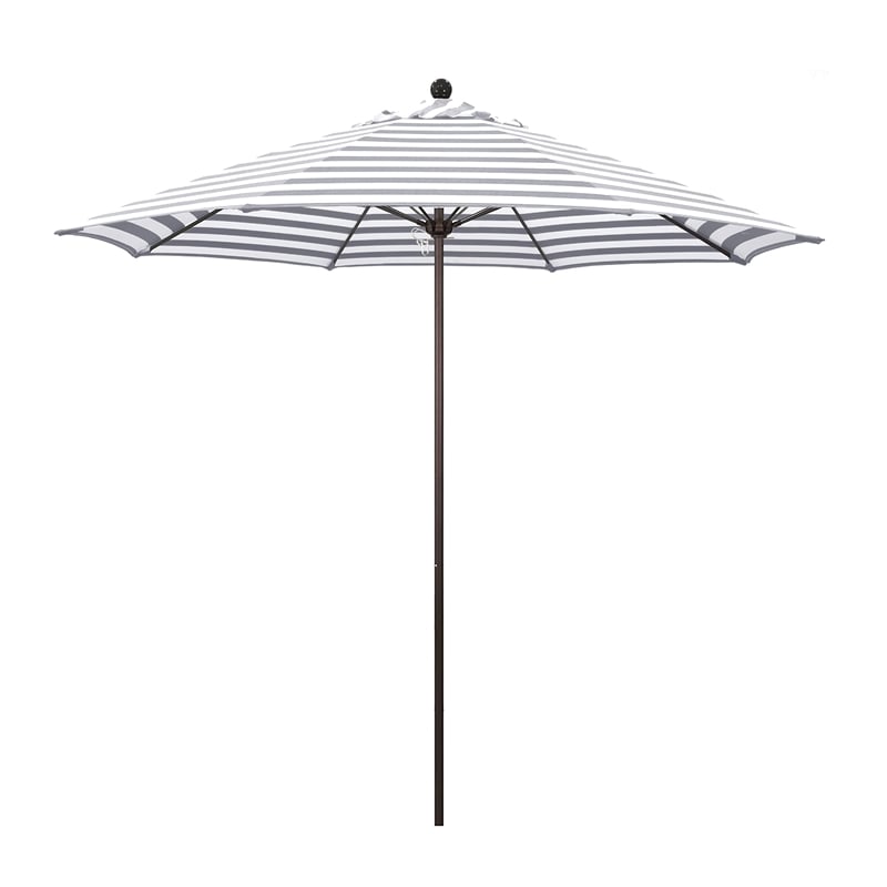 Pemberly Row 9' Market Umbrella in Olefin Gray Stripe/Bronze