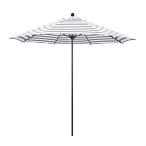 Pemberly Row 9' Market Umbrella in Olefin Gray Stripe/Bronze