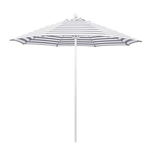 Pemberly Row 9' Market Umbrella - Olefin Gray Stripe/Matted White