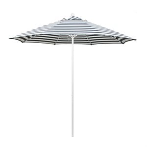 Pemberly Row 9' Market Umbrella - Olefin Navy Stripe/Matted White