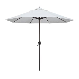 Pemberly Row 9' Bronze Aluminum Pole Patio Umbrella in Olefin White Fabric