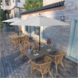 Pemberly Row 9' Bronze Aluminum Pole Patio Umbrella in Olefin White Fabric