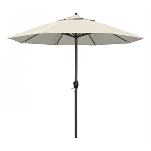 Pemberly Row 9' Bronze Aluminum Pole Patio Umbrella in Olefin Beige Fabric