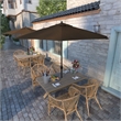 Pemberly Row 9' Olefin Tilt Crank Lift Patio Umbrella in Teak