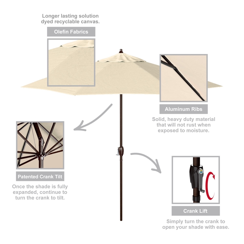 Pemberly Row 9' Olefin Tilt Crank Lift Patio Umbrella in Fern