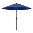 Pemberly Row 9' Bronze Aluminum Pole Patio Umbrella in Pacifica Blue Fabric