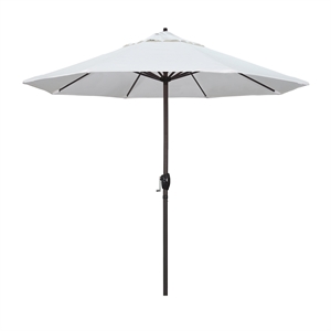 Pemberly Row 9' Bronze Aluminum Pole Patio Umbrella in Pacifica Natural Fabric