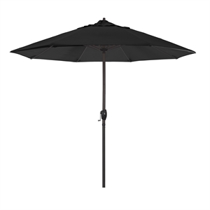 Pemberly Row 9' Bronze Aluminum Pole Patio Umbrella in Pacifica Black Fabric