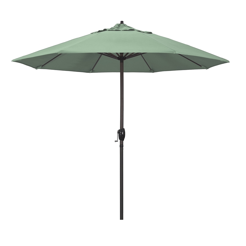 Pemberly Row 9' Bronze Aluminum Pole Patio Umbrella in Pacifica Spa Fabric
