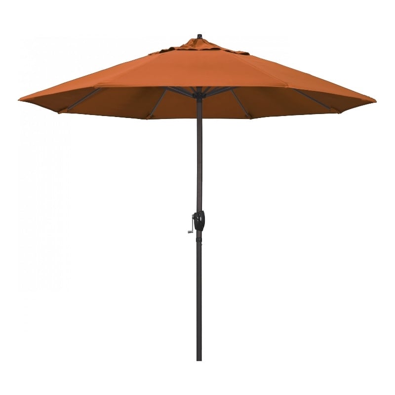 Pemberly Row 9' Bronze Aluminum Pole Patio Umbrella in Pacifica Tuscan Fabric