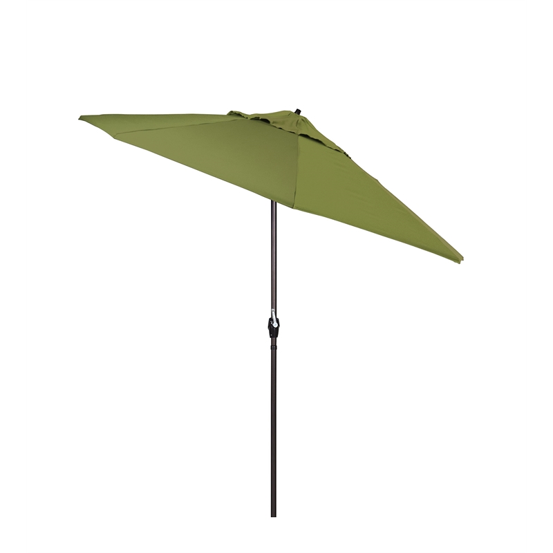 Pemberly Row 9' Bronze Aluminum Pole Patio Umbrella in Pacifica Palm Fabric
