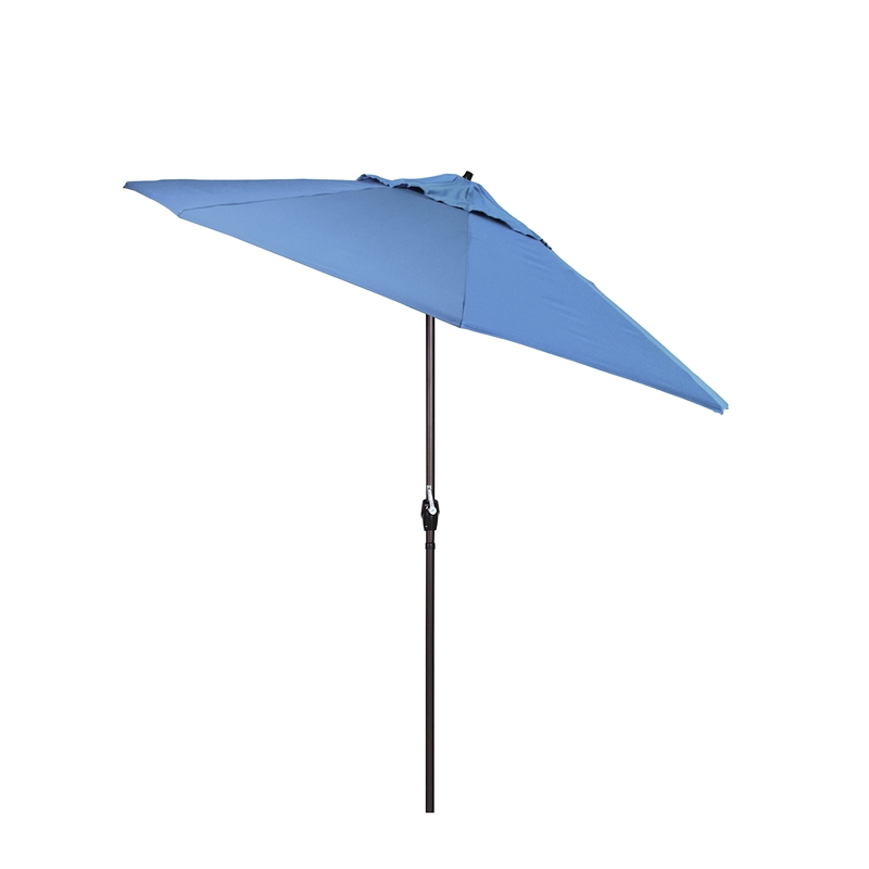 Pemberly Row 9' Bronze Aluminum Pole Patio Umbrella in Pacifica Capri Fabric