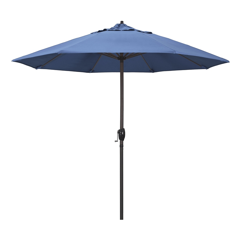 Pemberly Row 9' Bronze Aluminum Pole Patio Umbrella in Pacifica Capri Fabric