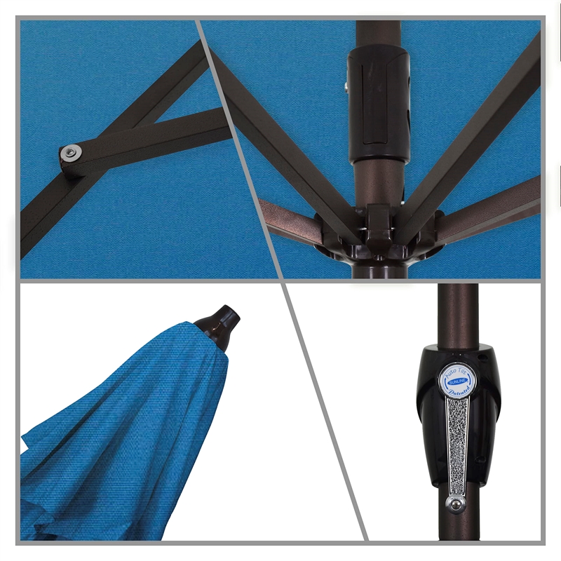 Pemberly Row 9' Bronze Aluminum Pole Patio Umbrella in Pacifica Capri Fabric