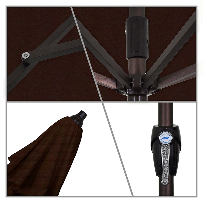 Pemberly Row 9' Bronze Aluminum Pole Patio Umbrella in Pacifica Mocha Fabric