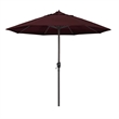 Pemberly Row 9' Bronze Aluminum Pole Patio Umbrella in Pacifica Burgundy Fabric