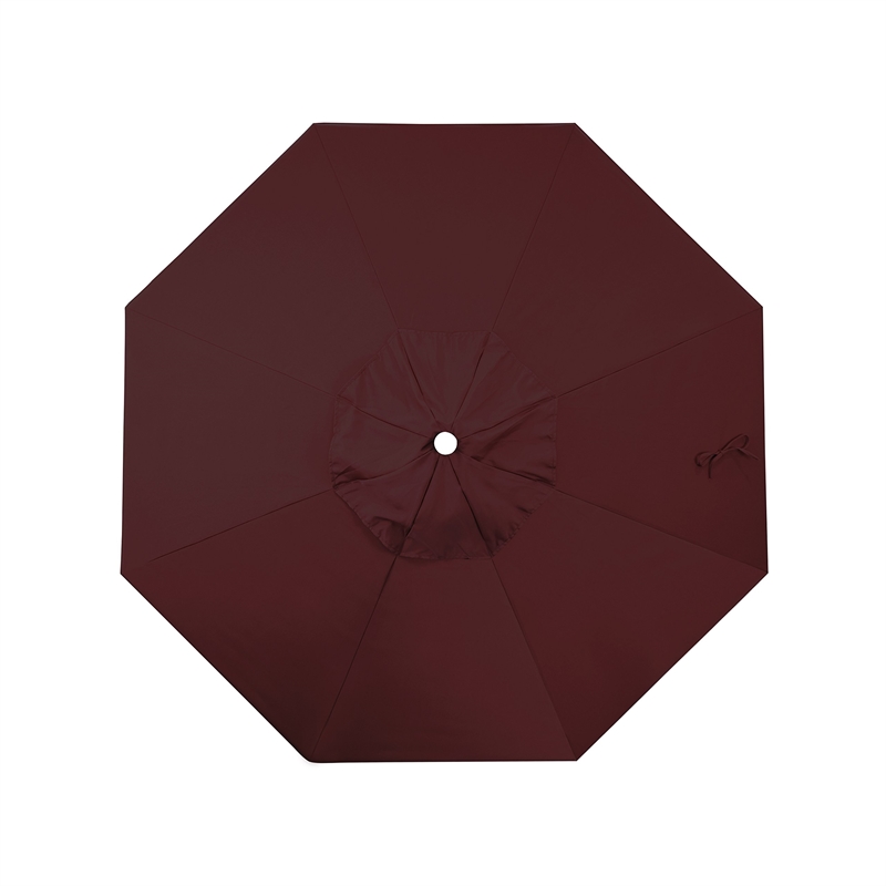 Pemberly Row 9' Bronze Aluminum Pole Patio Umbrella in Pacifica Burgundy Fabric
