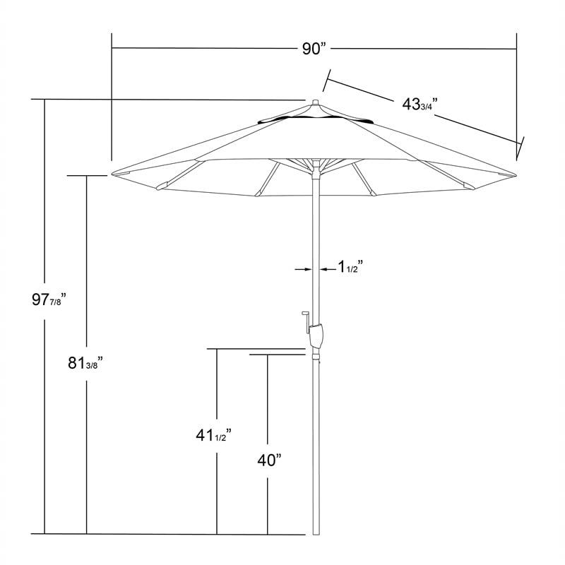 Pemberly Row 9' Bronze Aluminum Pole Patio Umbrella in Pacifica Brick Fabric