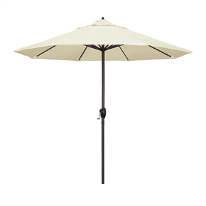Pemberly Row 9' Bronze Aluminum Pole Patio Umbrella in Pacifica Canvas Fabric