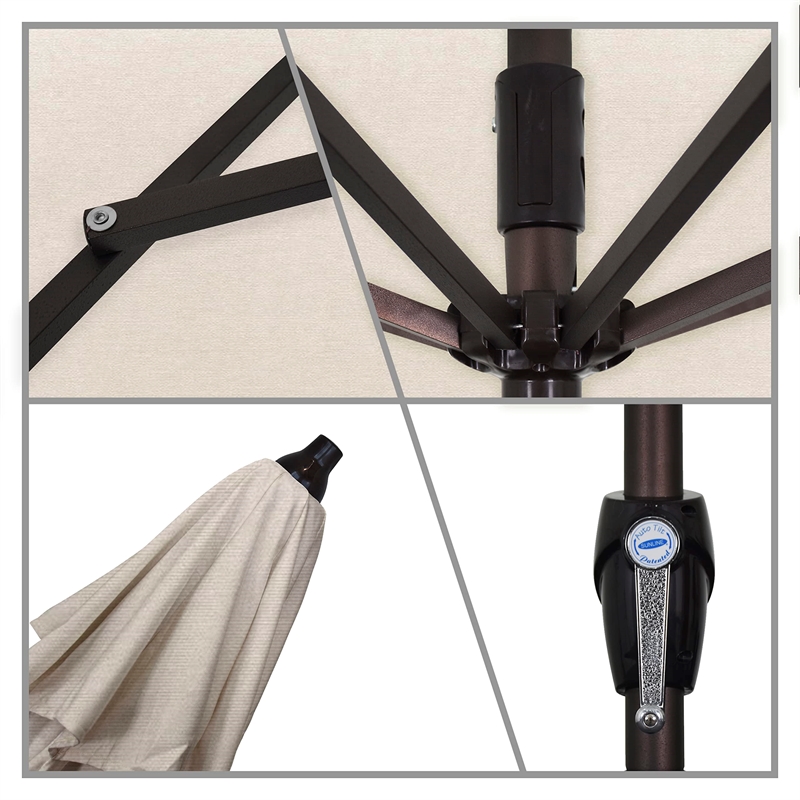 Pemberly Row 9' Bronze Aluminum Pole Patio Umbrella in Pacifica Canvas Fabric