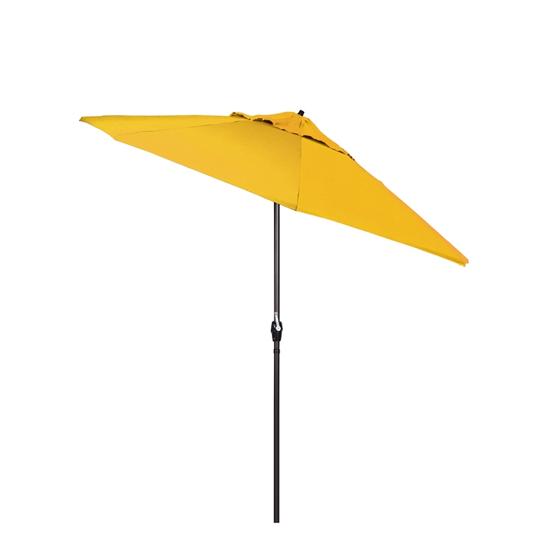 Pemberly Row 9' Bronze Aluminum Pole Patio Umbrella in Pacifica Yellow Fabric