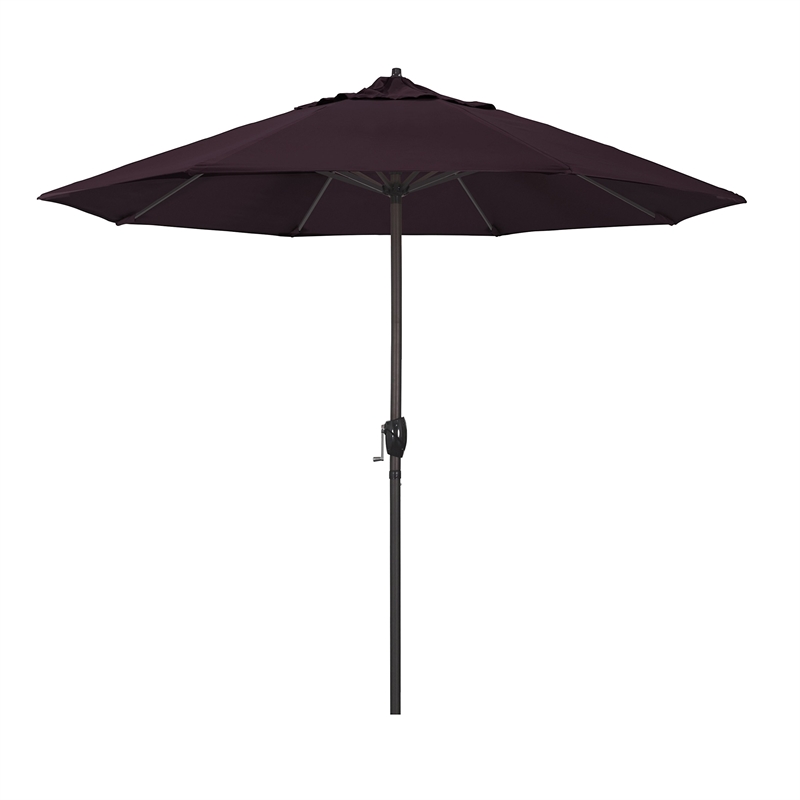 Pemberly Row 9' Bronze Aluminum Pole Patio Umbrella in Pacifica Purple Fabric