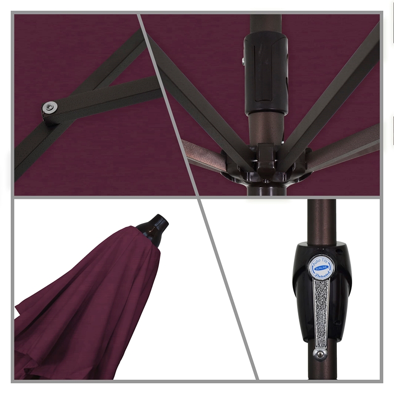 Pemberly Row 9' Bronze Aluminum Pole Patio Umbrella in Pacifica Purple Fabric