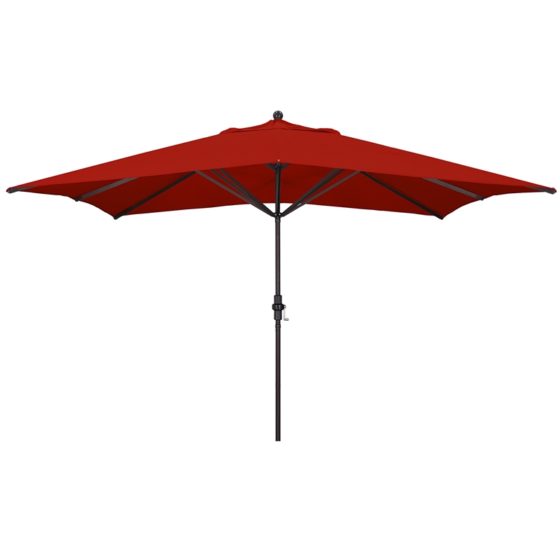 Pemberly Row Contemporary 11' Patio Umbrella in Red Finish Fabric