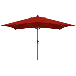 Pemberly Row Contemporary 11' Patio Umbrella in Red Finish Fabric