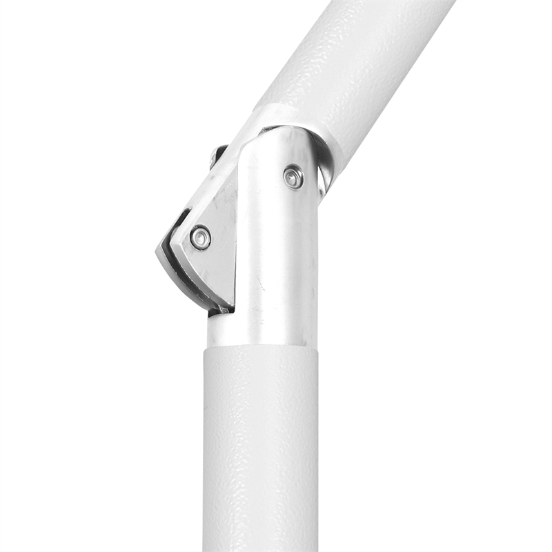 Pemberly Row 11' White Aluminum Pole Patio Umbrella in Pacifica Natural Fabric