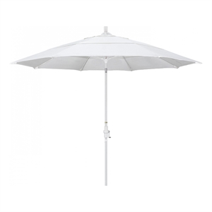 Pemberly Row 11' White Aluminum Pole Patio Umbrella in Pacifica Natural Fabric