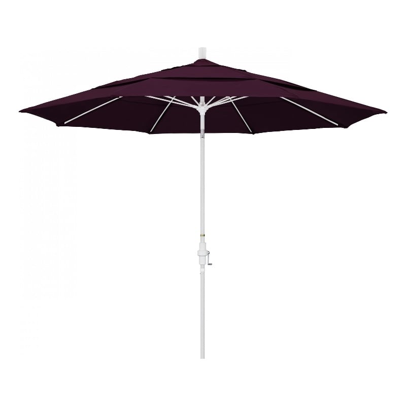 Pemberly Row 11' White Aluminum Pole Patio Umbrella in Pacifica Purple Fabric