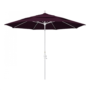 Pemberly Row 11' White Aluminum Pole Patio Umbrella in Pacifica Purple Fabric