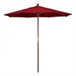 Pemberly Row 7.5' Push Lift Wood Pole Patio Umbrella in Olefin Red Fabric