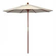 Pemberly Row 7.5' Push Lift Wood Pole Patio Umbrella in Olefin Beige Fabric