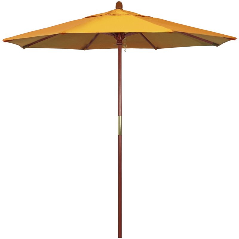 Pemberly Row Contemporary 7.5' Olefin Push Lift Patio Umbrella in Lemon