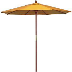 Pemberly Row Contemporary 7.5' Olefin Push Lift Patio Umbrella in Lemon
