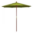 Pemberly Row 7.5' Push Lift Wood Pole Patio Umbrella in Olefin Kiwi Fabric